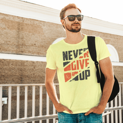 Never Give Up | Black & Orange | Men's T-Shirt - FairyBellsKart