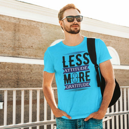 Less Attitude More Gratitude | Black & Blue | Men's T-Shirt - FairyBellsKart
