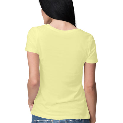 Women's Half Sleeve Round Neck Curved T-Shirt | Butter Yellow - FairyBellsKart