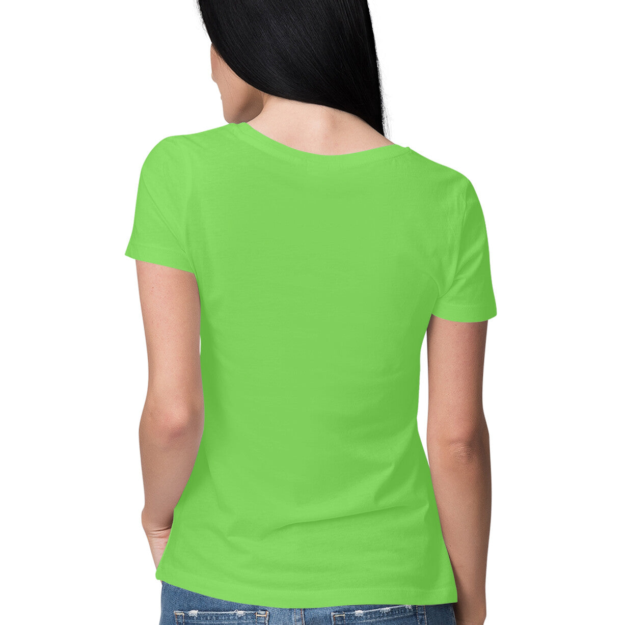 Women's Half Sleeve Round Neck Curved T-Shirt | Liril Green - FairyBellsKart