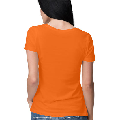 Women's Half Sleeve Round Neck Curved T-Shirt | Orange - FairyBellsKart