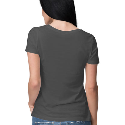 Women's Half Sleeve Round Neck Curved T-Shirt | Charcoal Grey - FairyBellsKart