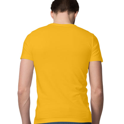 Men's Half Sleeve Round Neck Regular Fit T-Shirt | Golden Yellow - FairyBellsKart