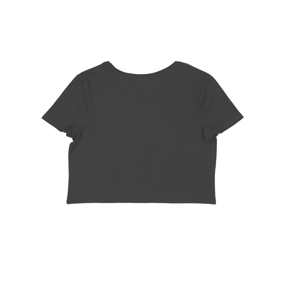 Women's Half Sleeve Round Neck Curved Crop Top | Charcoal Grey - FairyBellsKart