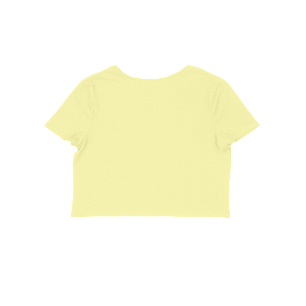 Women's Half Sleeve Round Neck Curved Crop Top | Butter Yellow - FairyBellsKart