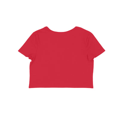 Women's Half Sleeve Round Neck Curved Crop Top | Red - FairyBellsKart