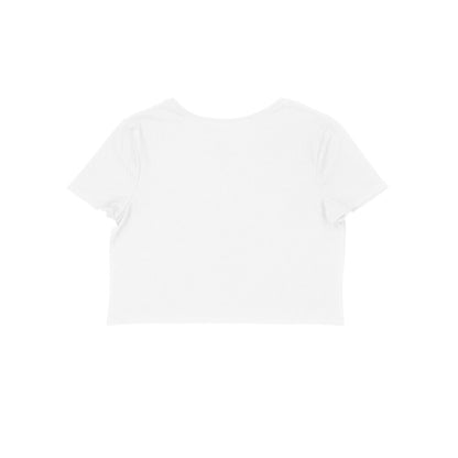 Women's Half Sleeve Round Neck Curved Crop Top | White - FairyBellsKart