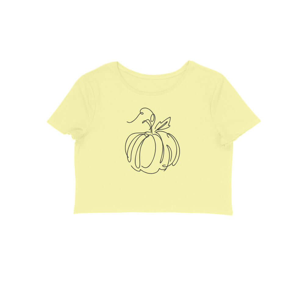 Pumpkin line art | Black | Crop Tops - FairyBellsKart