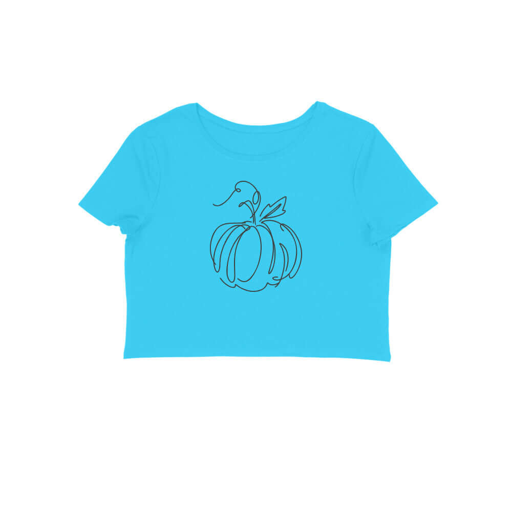 Pumpkin line art | Black | Crop Tops - FairyBellsKart