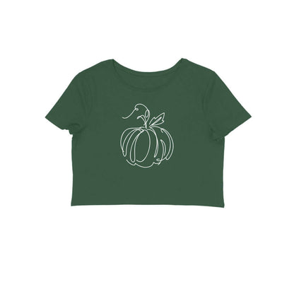 Pumpkin line art | White | Crop Tops - FairyBellsKart