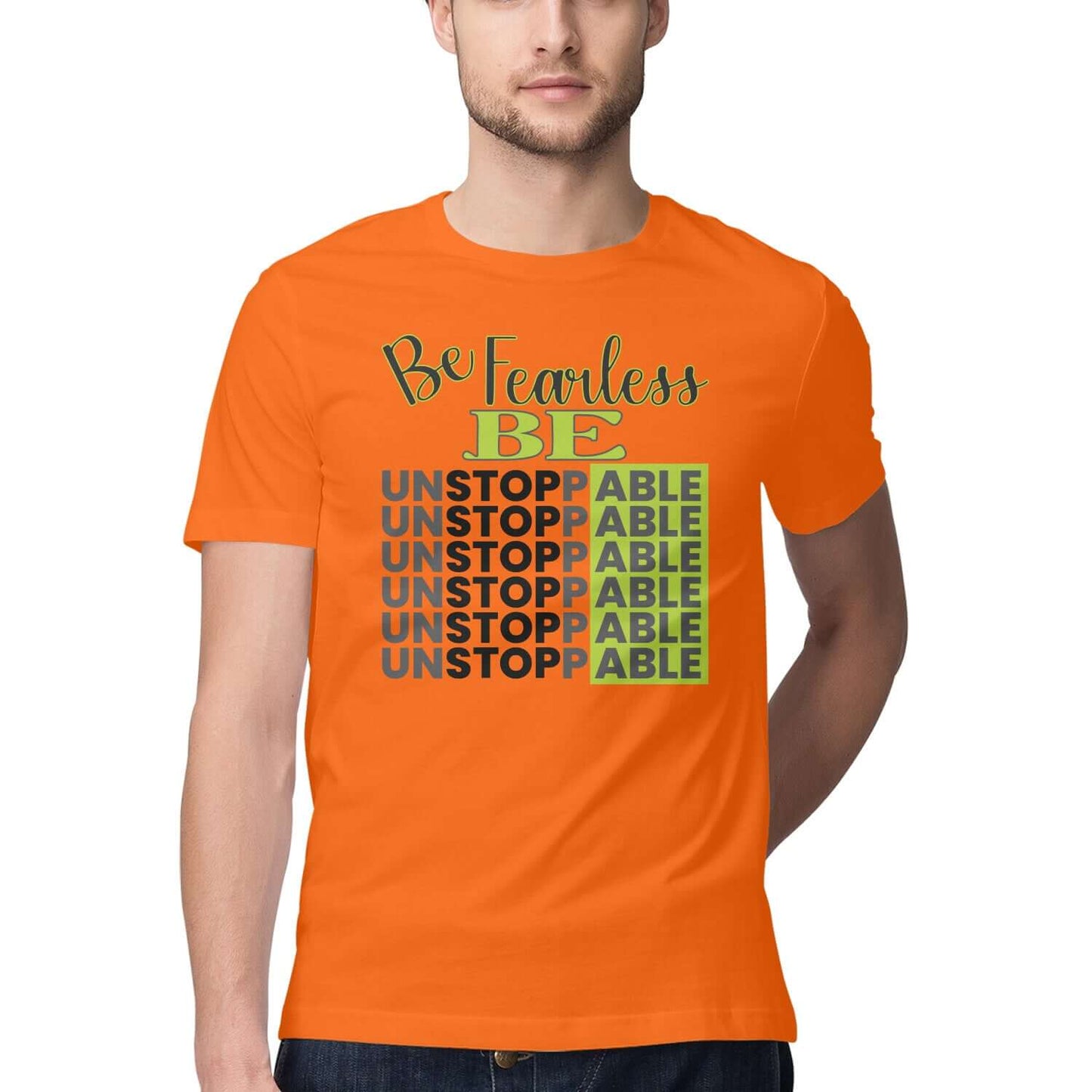 Be Fearless Be Unstoppable | Black & Green | Men's T-Shirt | FairyBellsKart | Rs. 1299.00