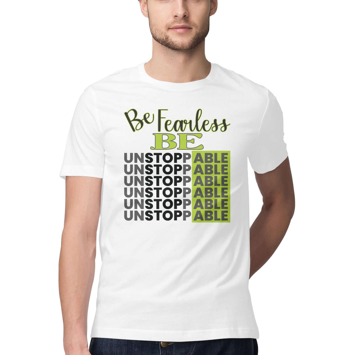 Be Fearless Be Unstoppable  | Black & Green | Men's T-Shirt - FairyBellsKart