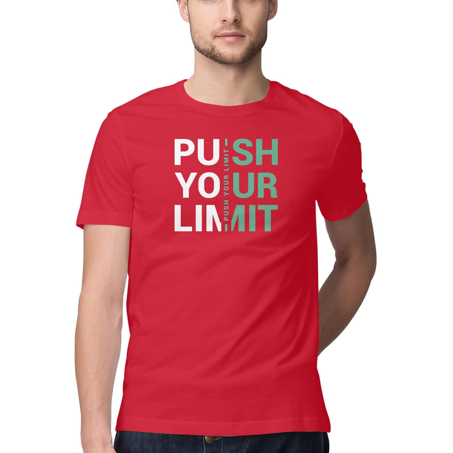 Push Your Limit | White & Green | Men's T-Shirt at FairyBellsKart