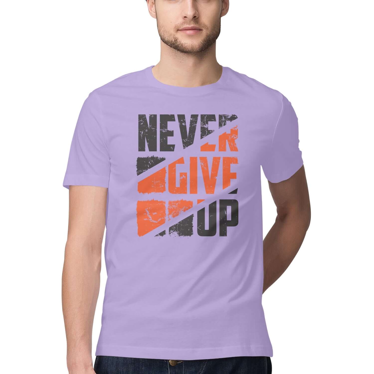 Never Give Up | Black & Orange | Men's T-Shirt - FairyBellsKart