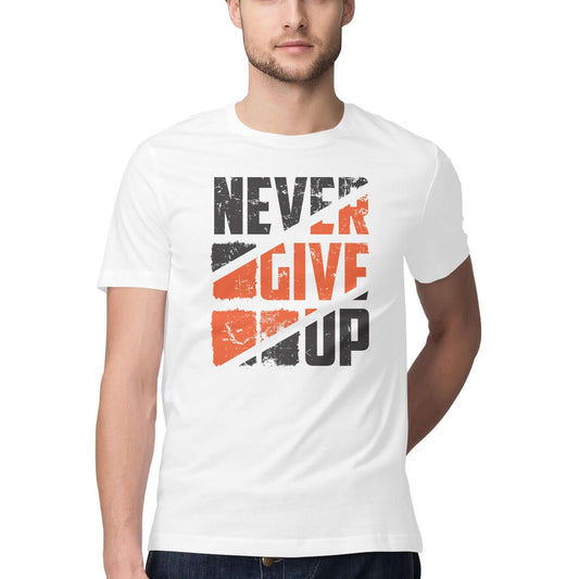 Never Give Up | Black & Orange | Men's T-Shirt - FairyBellsKart