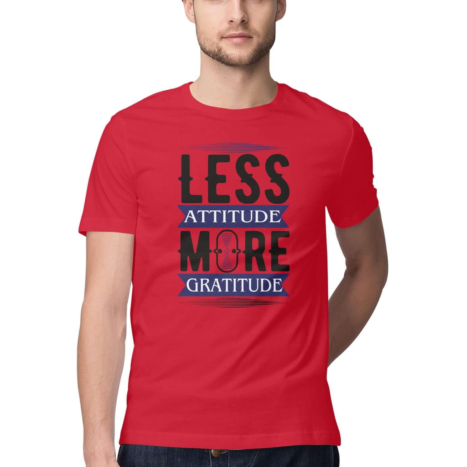 Less Attitude More Gratitude |Black & Blue | Men's T-Shirt at FairyBellsKart