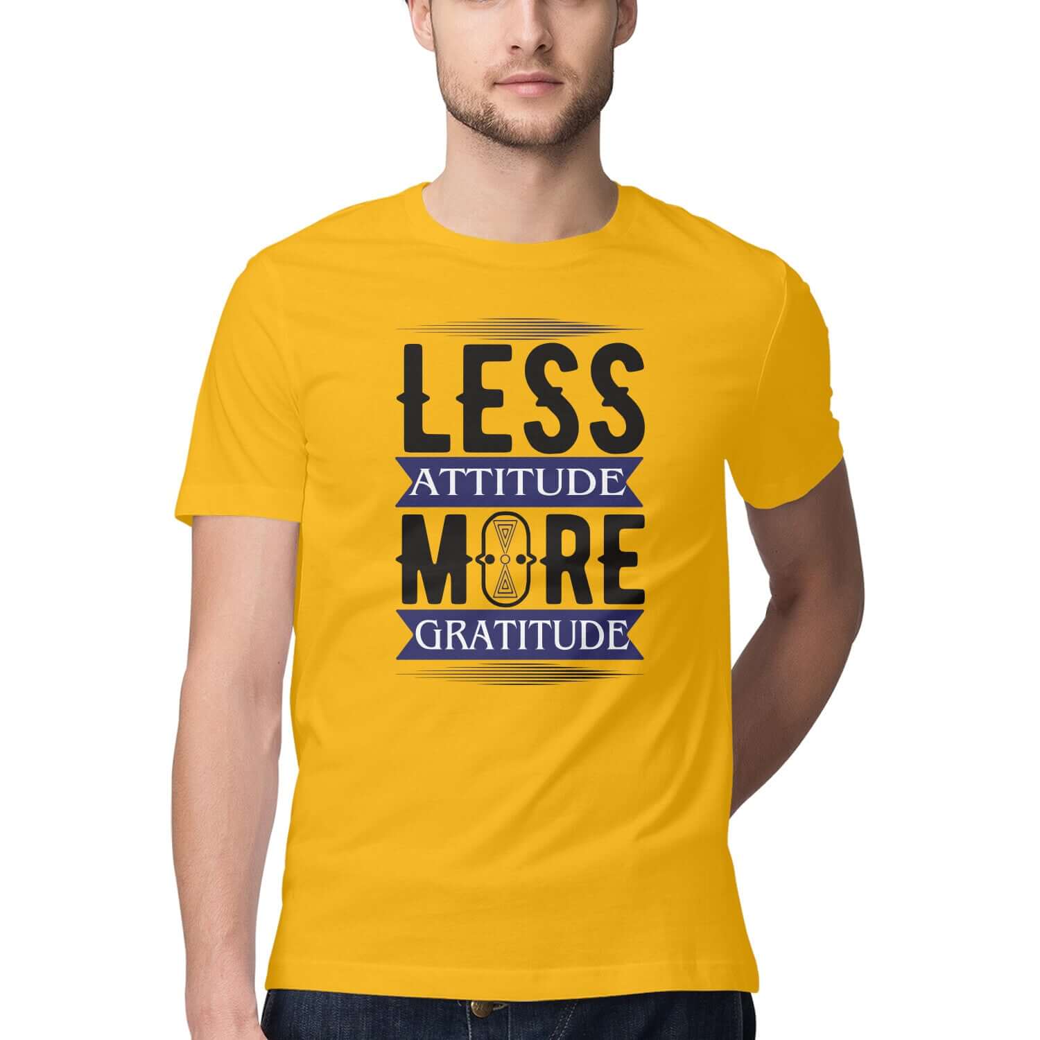 Less Attitude More Gratitude |Black & Blue | Men's T-Shirt at FairyBellsKart