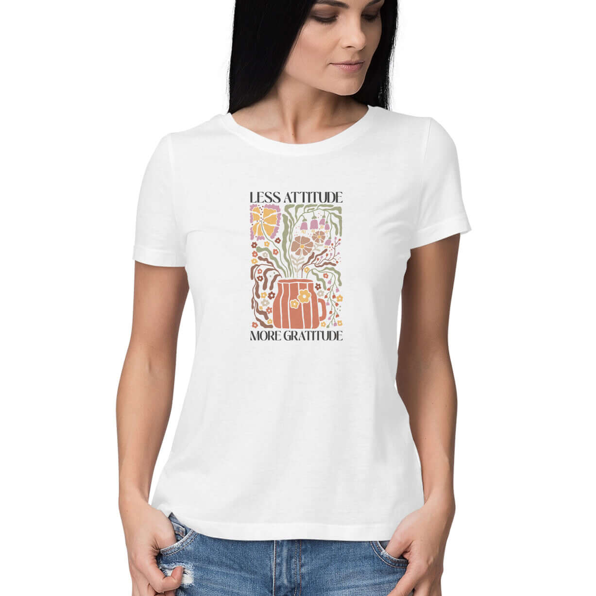 Less Attitude More Gratitude | Boho 001 | Women's T-Shirt - FairyBellsKart