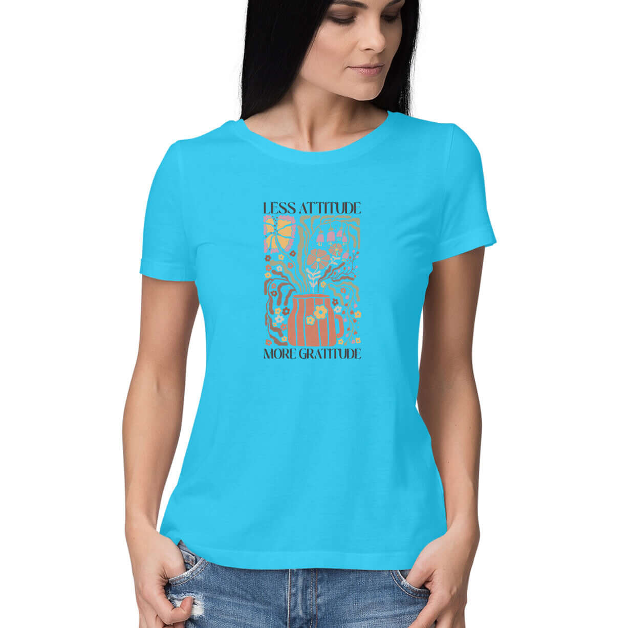 Less Attitude More Gratitude | Boho 001 | Women's T-Shirt - FairyBellsKart