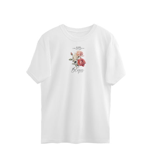 Roses Lose Their Petals But They Bloom Again | Vintage Flower 003 | Oversized T-Shirt - FairyBellsKart