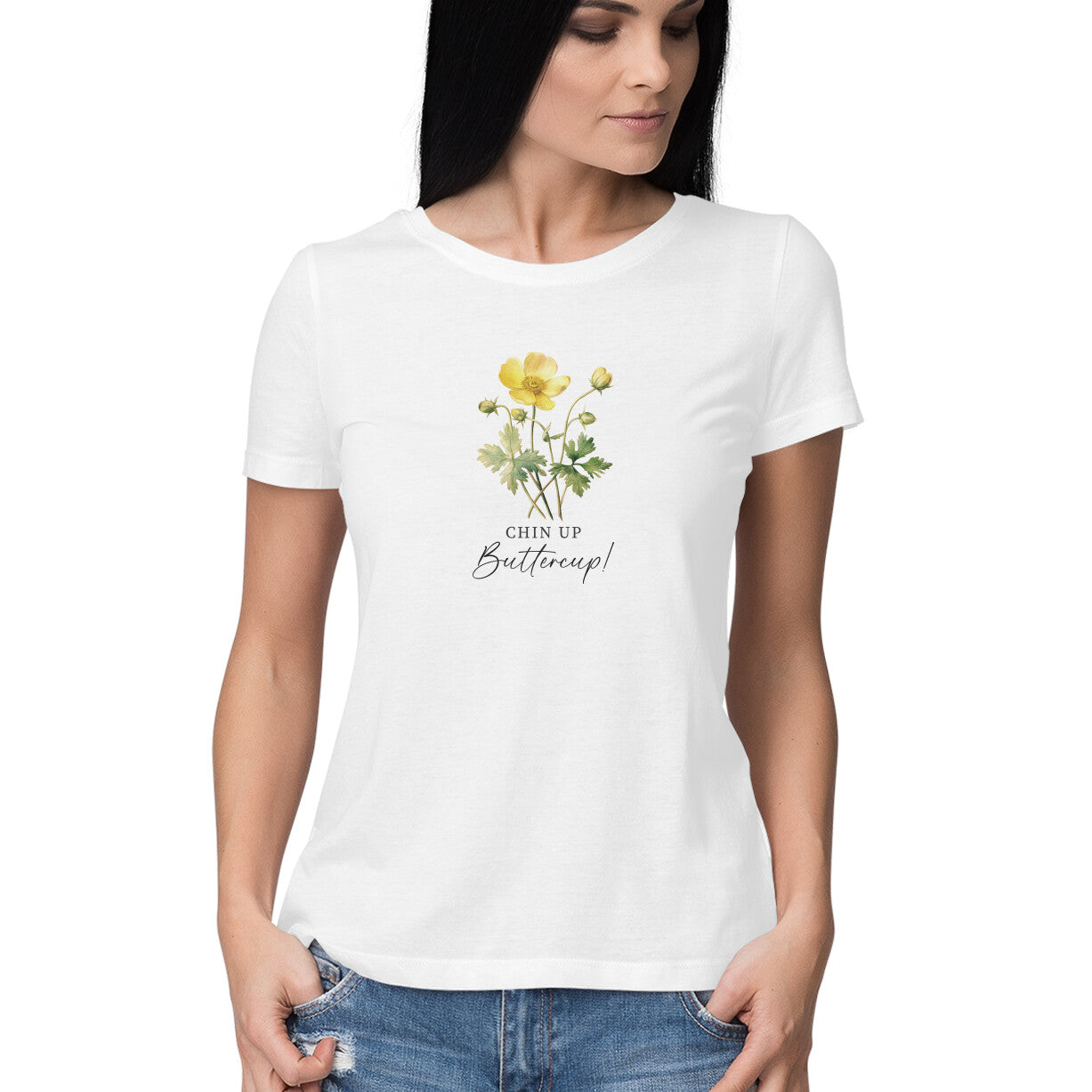 Chin Up Buttercup | Vintage Flower 004 | Women's T-Shirt - FairyBellsKart