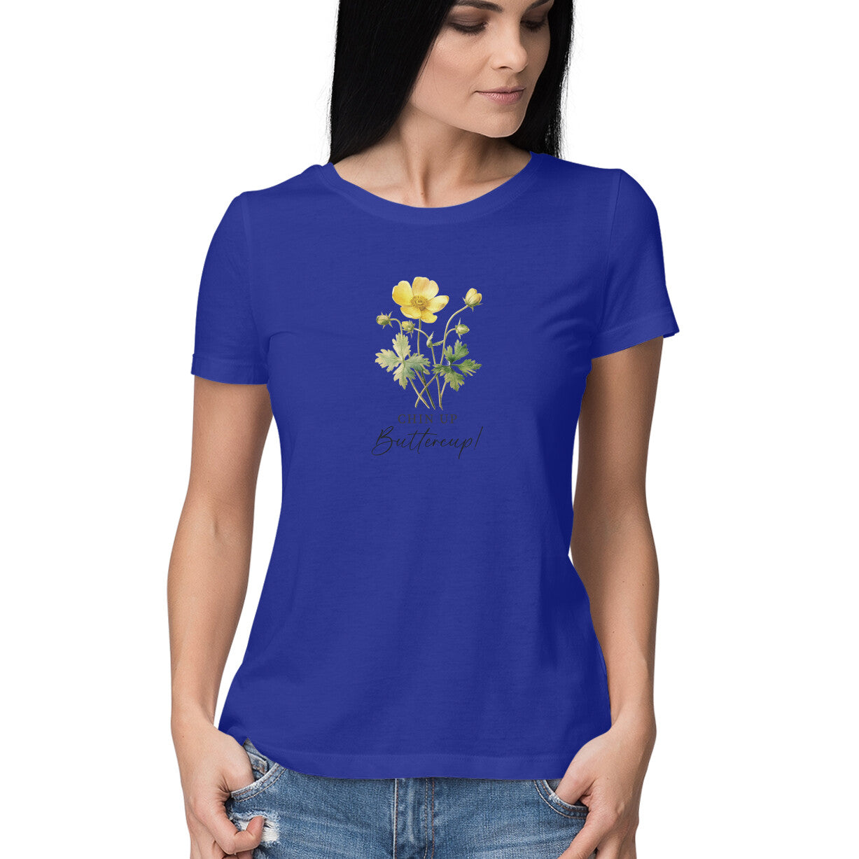 Chin Up Buttercup | Vintage Flower 004 | Women's T-Shirt | fairybellskart.com | Rs. 699.00