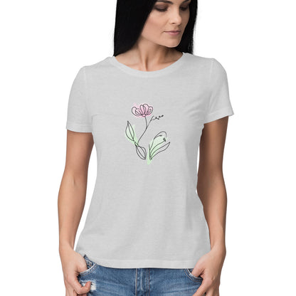 Flower Line Art | 001 | Women's T-Shirt - FairyBellsKart