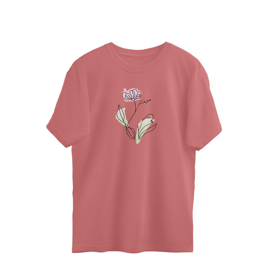 Flower Line Art | 001 | Oversized T-Shirt - FairyBellsKart