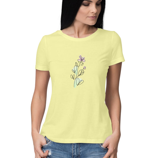 Flower Line Art | 002 | Women's T-Shirt - FairyBellsKart