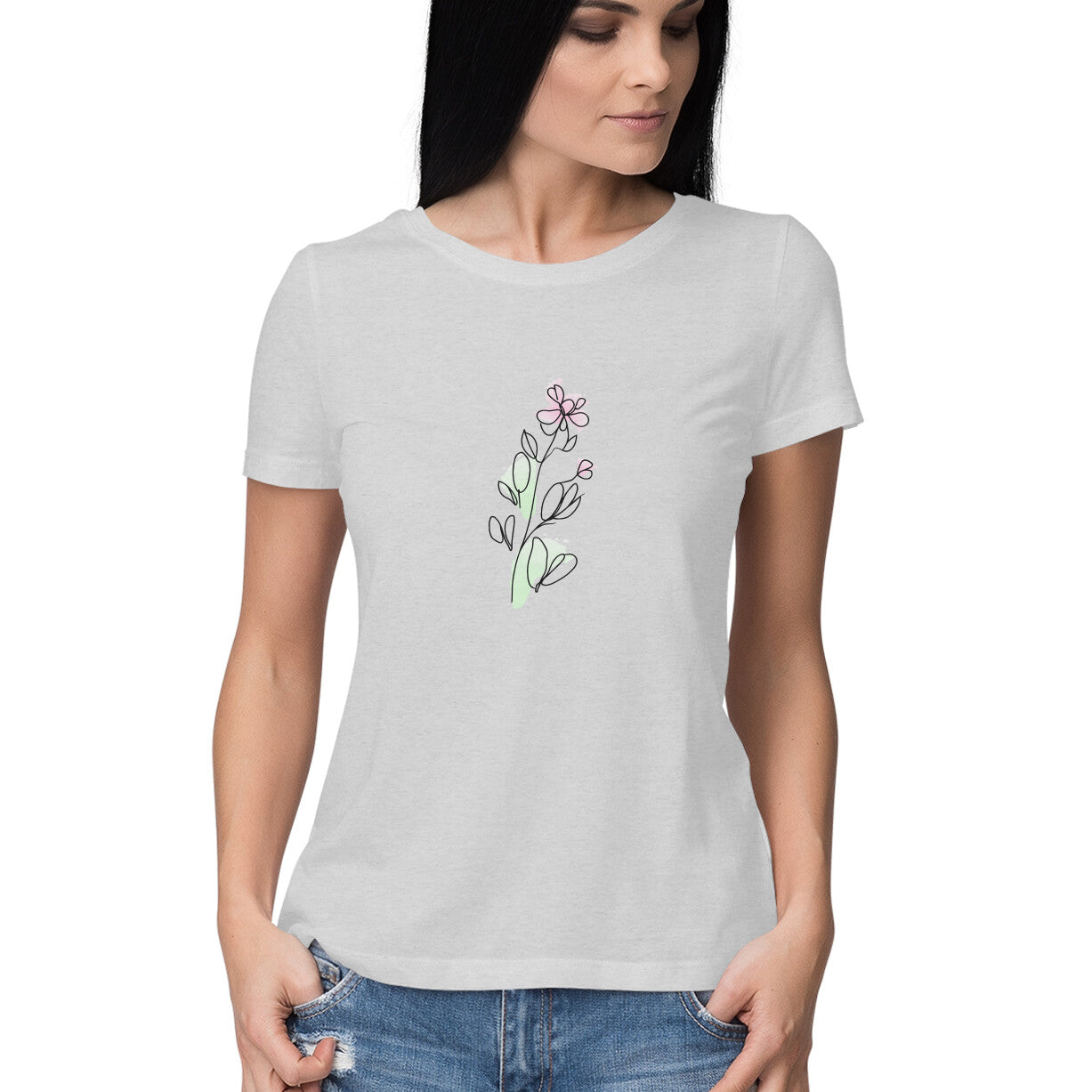 Flower Line Art | 002 | Women's T-Shirt - FairyBellsKart