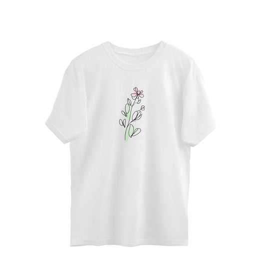 Flower Line Art | 002 | Oversized T-Shirt - FairyBellsKart