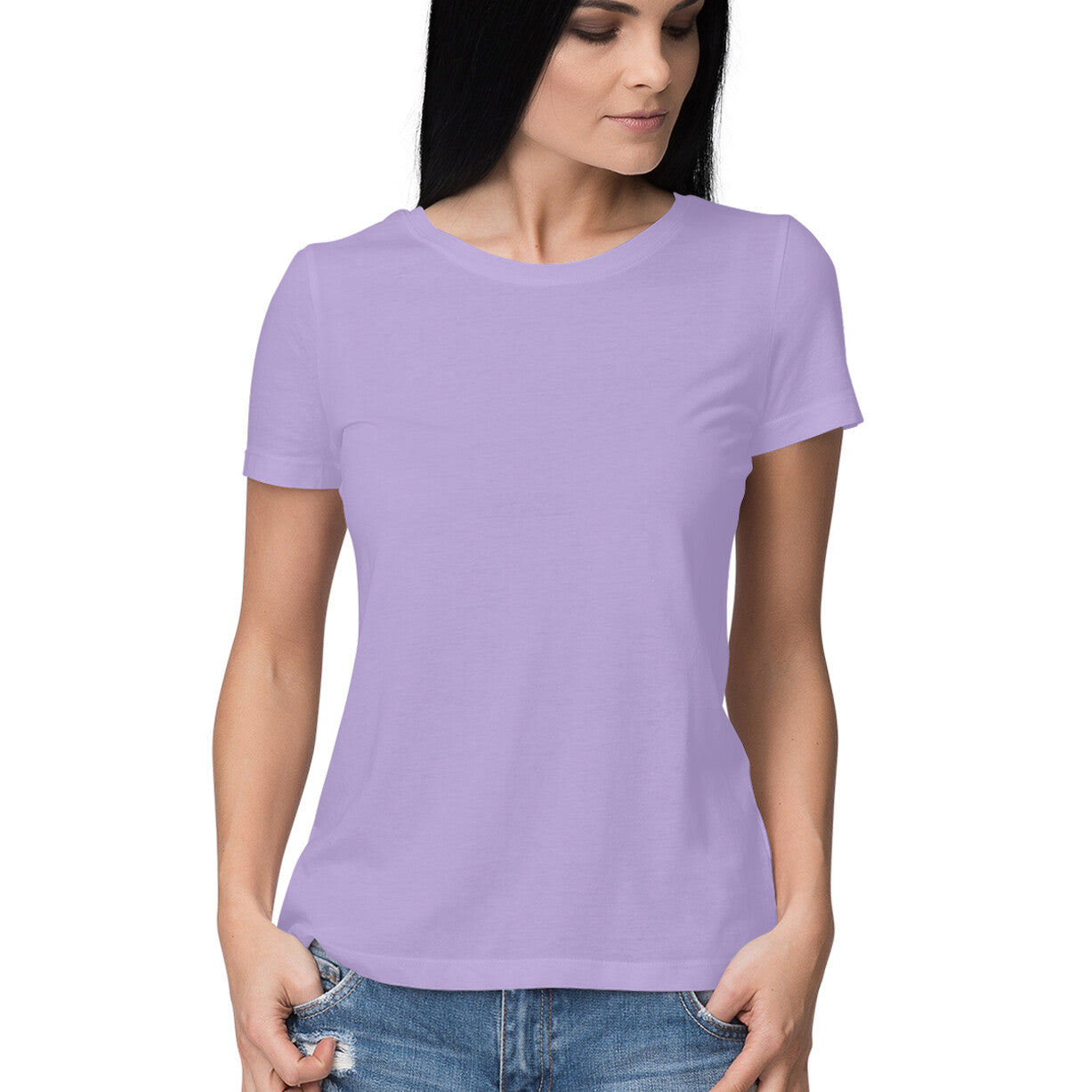 Women's Half Sleeve Round Neck Curved T-Shirt | Iris Lavender - FairyBellsKart