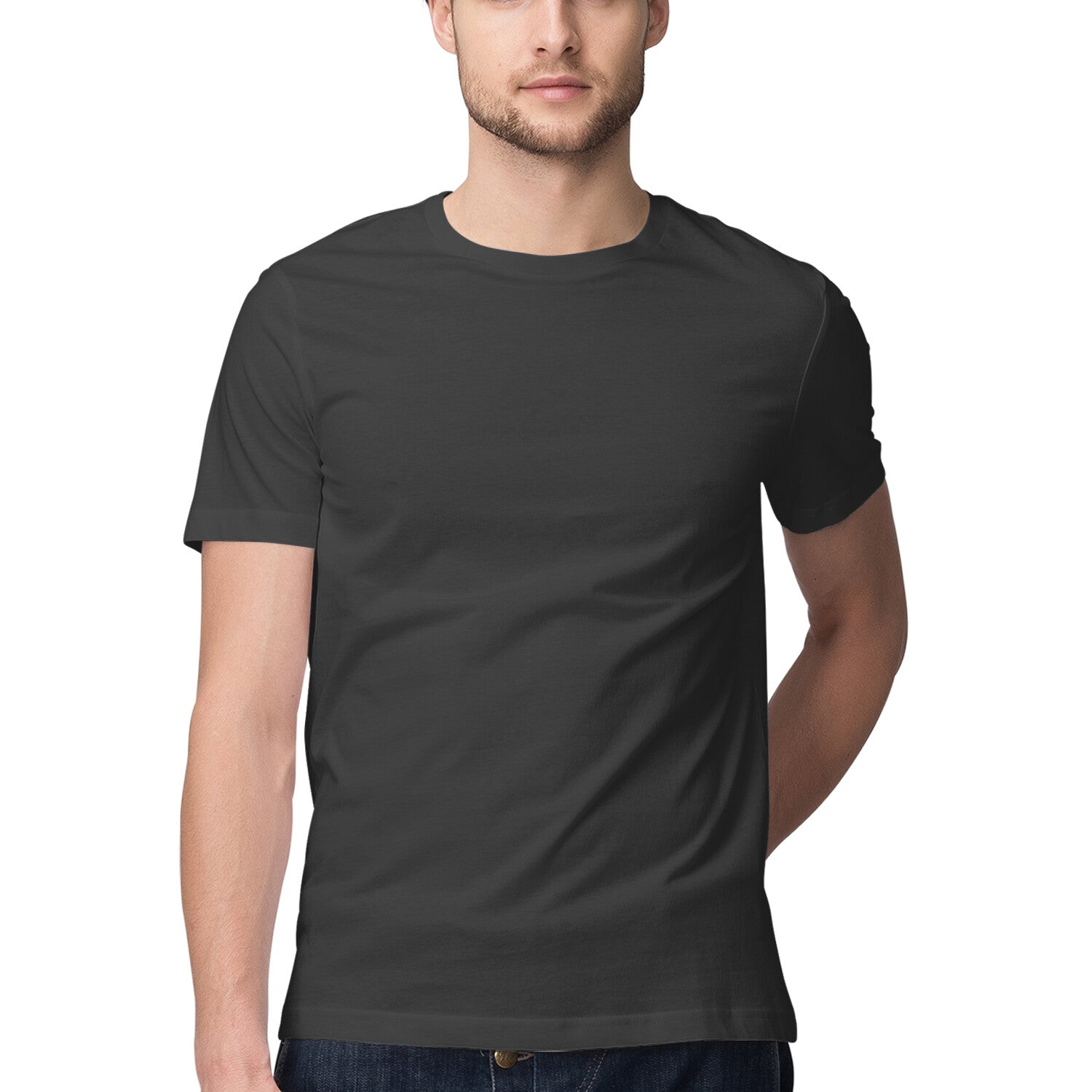 Men's Half Sleeve Round Neck Regular Fit T-Shirt | Black - FairyBellsKart