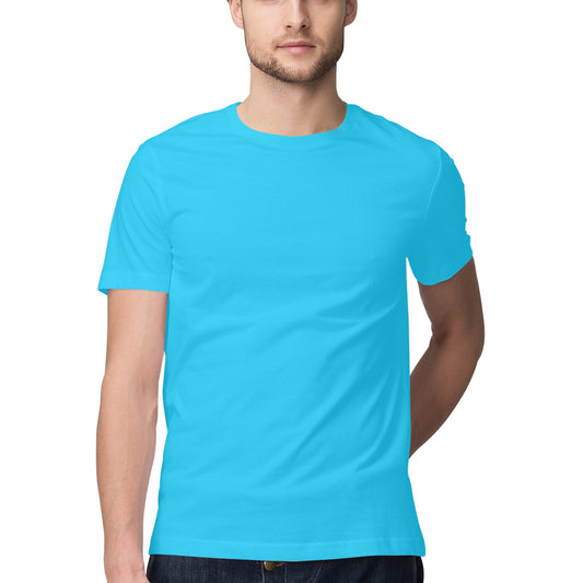 Men's Half Sleeve Round Neck Regular Fit T-Shirt | Sky Blue - FairyBellsKart