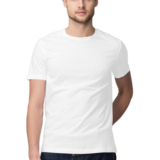 Men's Half Sleeve Round Neck Regular Fit T-Shirt | White - FairyBellsKart