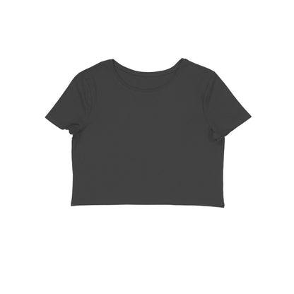 Women's Half Sleeve Round Neck Curved Crop Top | Charcoal Grey - FairyBellsKart