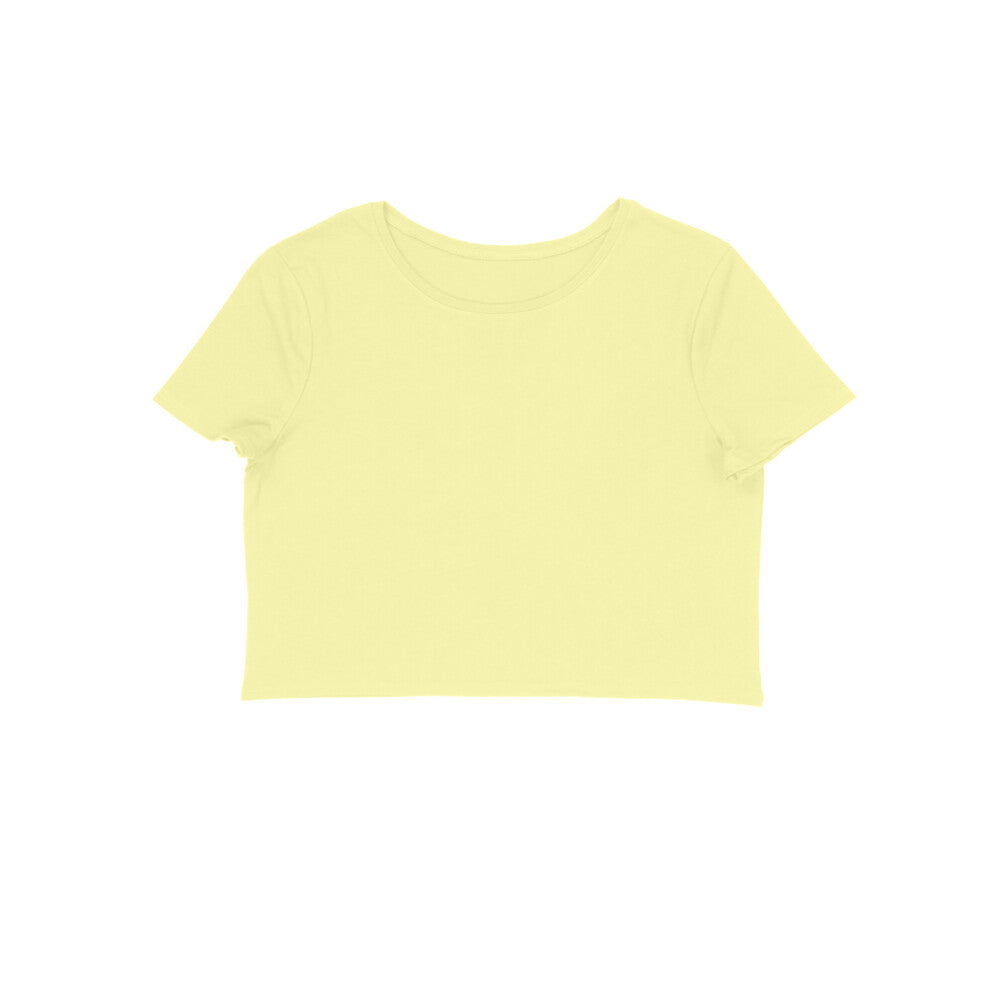 Women's Half Sleeve Round Neck Curved Crop Top | Butter Yellow - FairyBellsKart