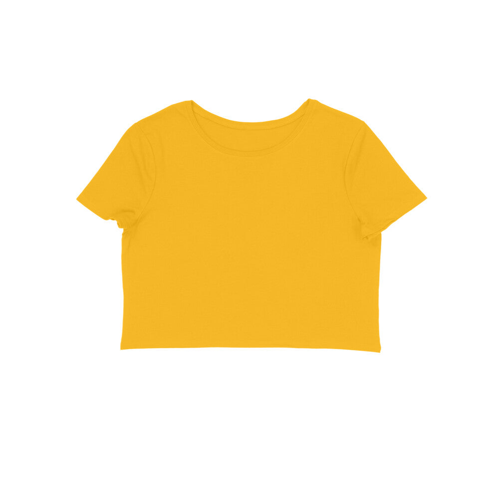 Women's Half Sleeve Round Neck Curved Crop Top | Golden Yellow - FairyBellsKart