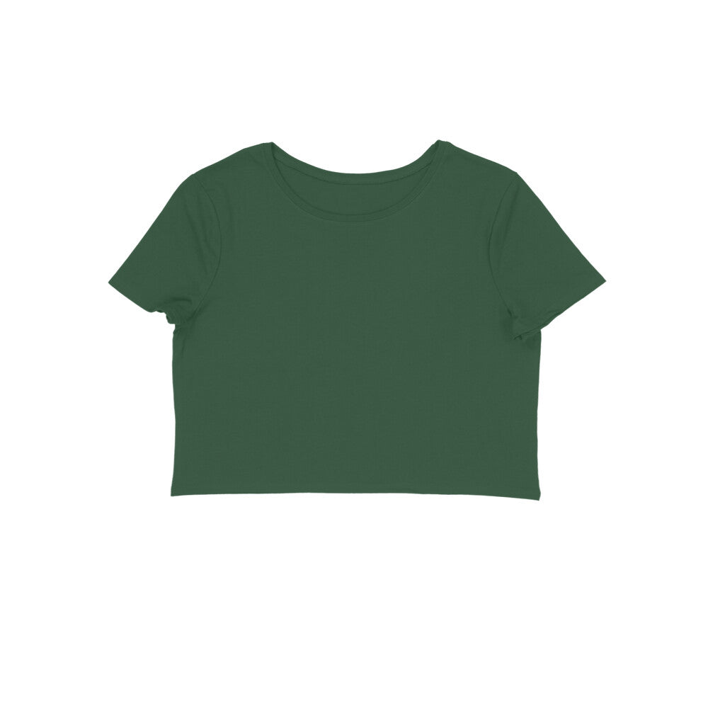 Women's Half Sleeve Round Neck Curved Crop Top | Olive Green - FairyBellsKart