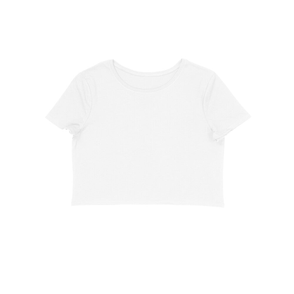 Women's Half Sleeve Round Neck Curved Crop Top | White - FairyBellsKart