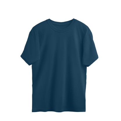 Oversized Baggy Fit Half Sleeve Round Neck T-Shirts | Navy Blue - FairyBellsKart