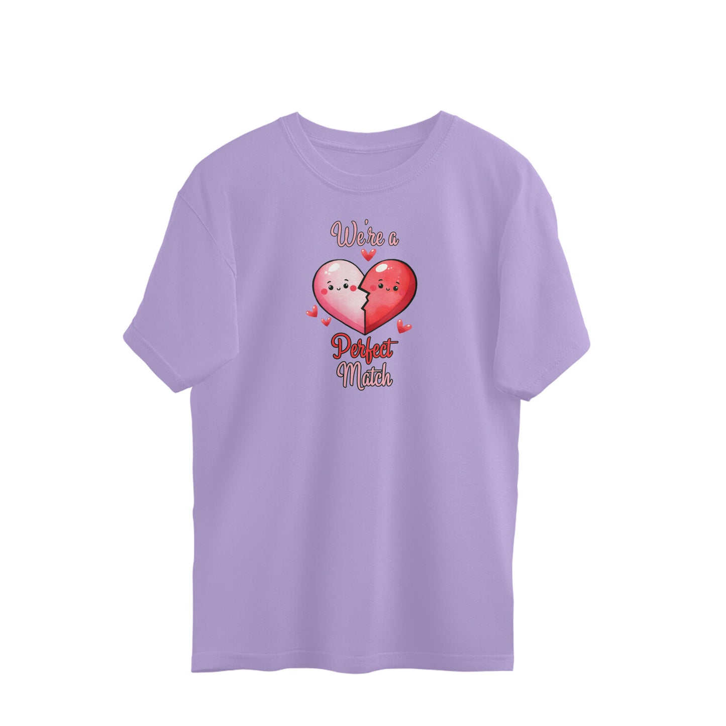 We're A Perfect Match | Heart | Oversized T-Shirt - FairyBellsKart