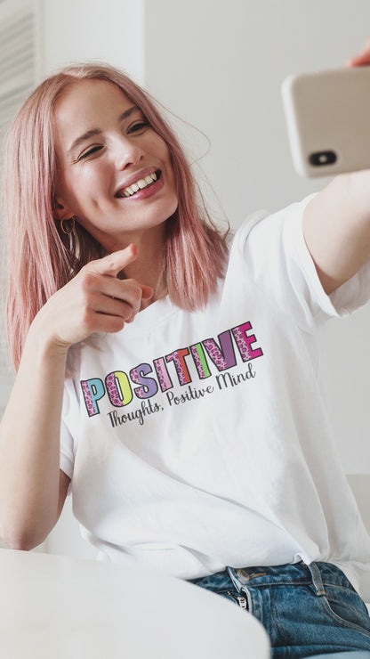 Positive Thoughts, Positive Mind | Leopard Print | Women's T-Shirt