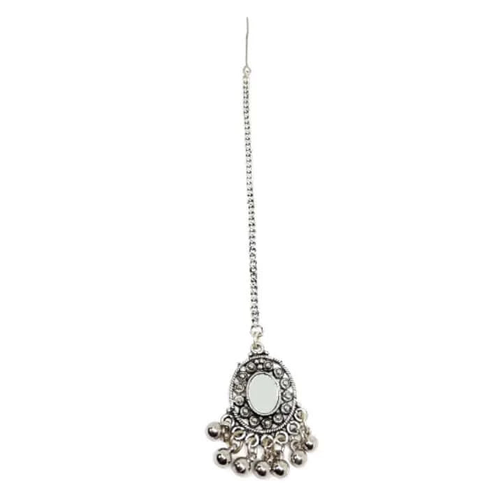 Oxidised Studded  Mirror Maang Tikka Jewellery | FBK9111T - FairyBellsKart