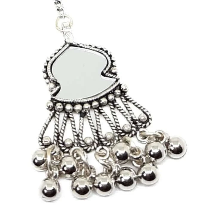 Oxidised Studded Mirror Maang Tikka Jewellery | FBK9112T - FairyBellsKart