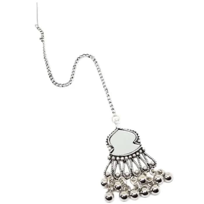 Oxidised Studded Mirror Maang Tikka Jewellery | FBK9112T - FairyBellsKart