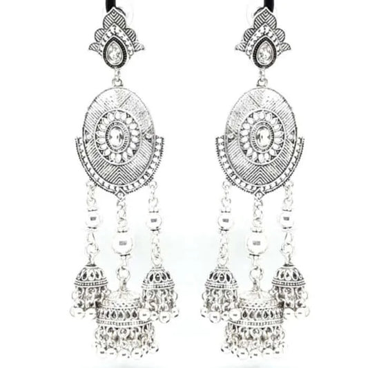 Oxidised Earrings Jewellery with studded Stone | FBK91145E - FairyBellsKart