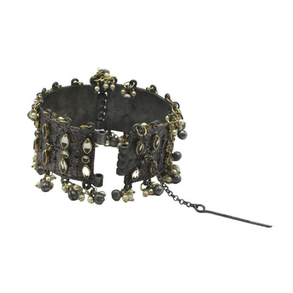 Dual Tone Oxidised Bracelet Jewellery | Kundan | FBK911B01 - FairyBellsKart