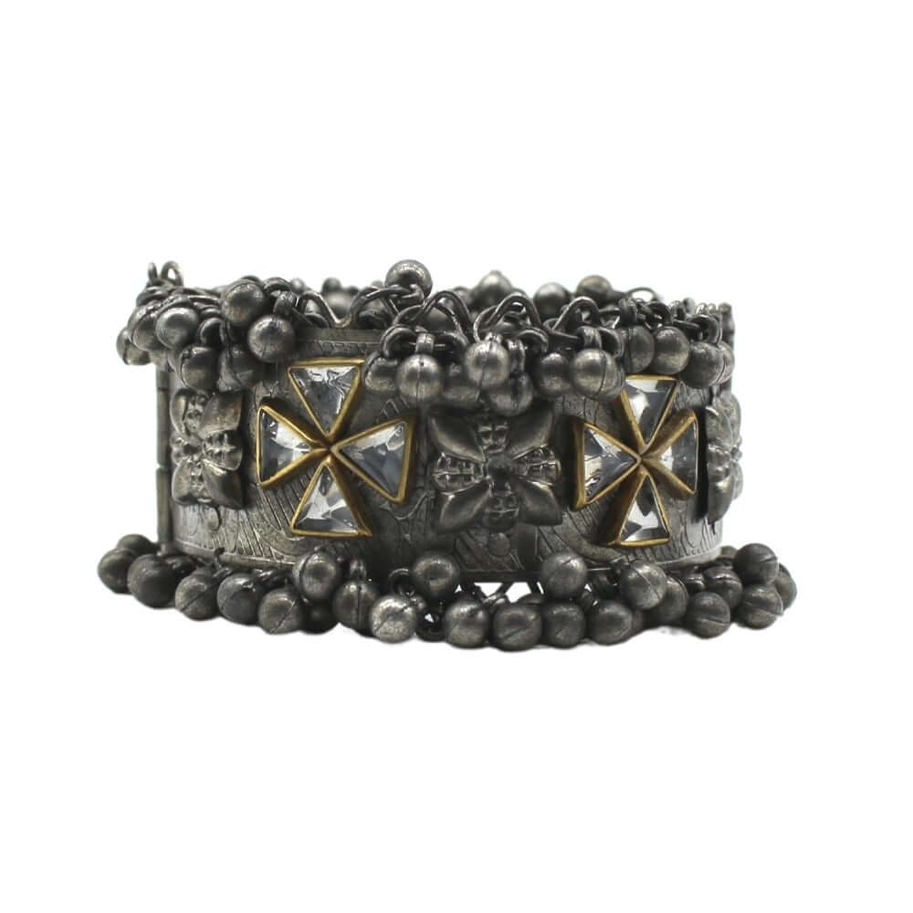 Dual Tone Oxidised Bracelet Jewellery | Kundan | FBK911B03 - FairyBellsKart