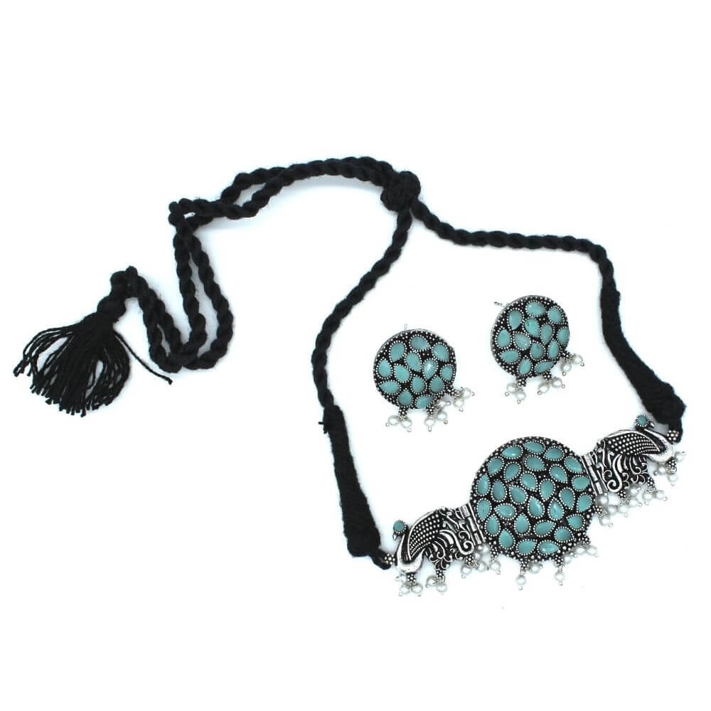 Choker Necklace Jewellery Set | Sea Green | FBK911N016 - FairyBellsKart